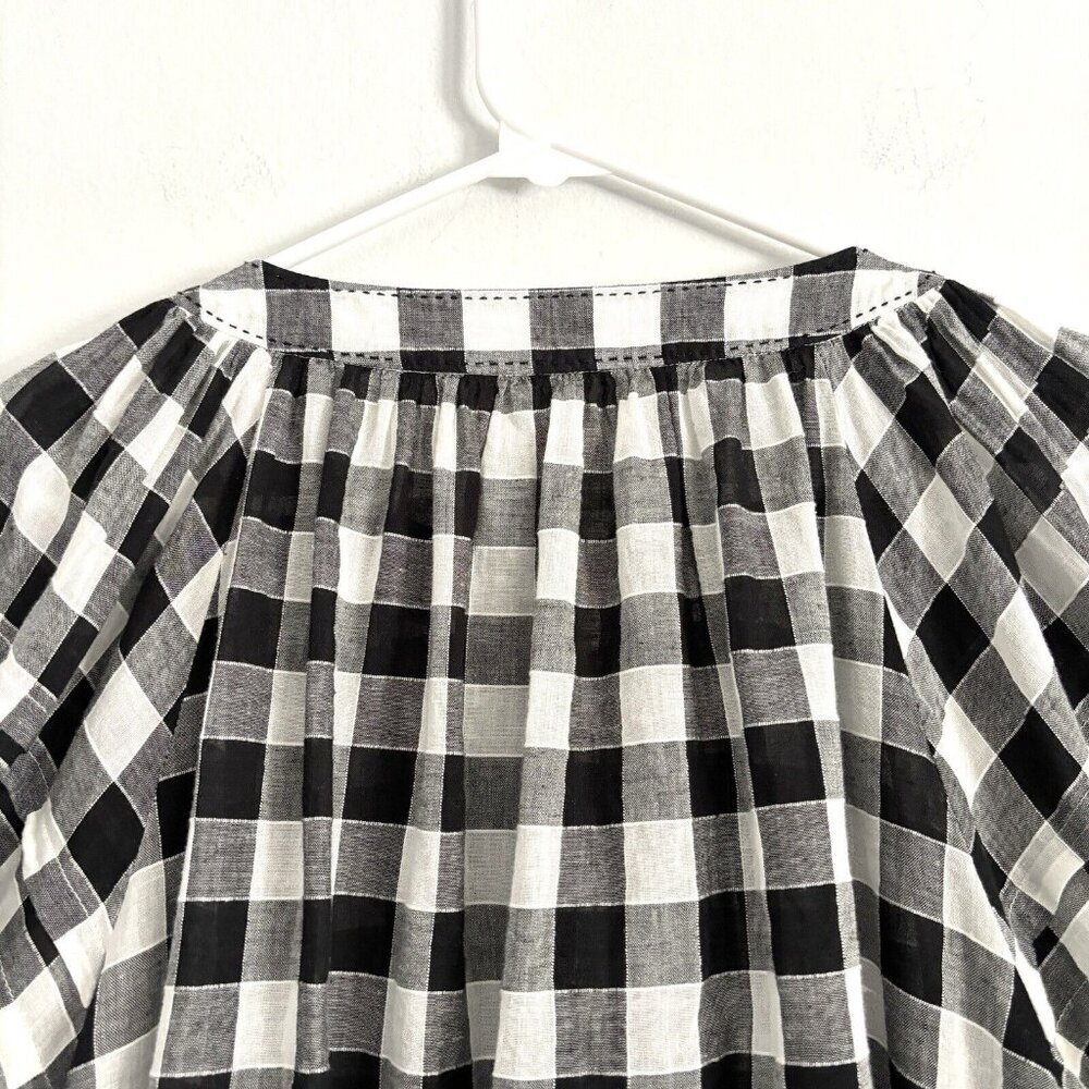 THE GREAT. Black and White Checkered Blouse - Picture 8 of 10